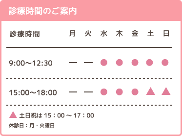 診療時間のご案内